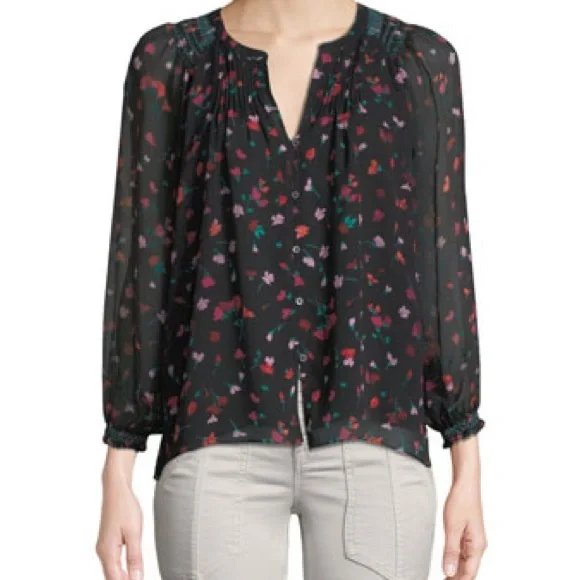 Joie Gontilda Silk Floral Long-Sleeve Top - Picture 4 of 10